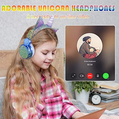 Fones de ouvido Bluetooth para crianças unicórnios para meninas, fones de ouvido sem fio com microfone para adolescentes, volume