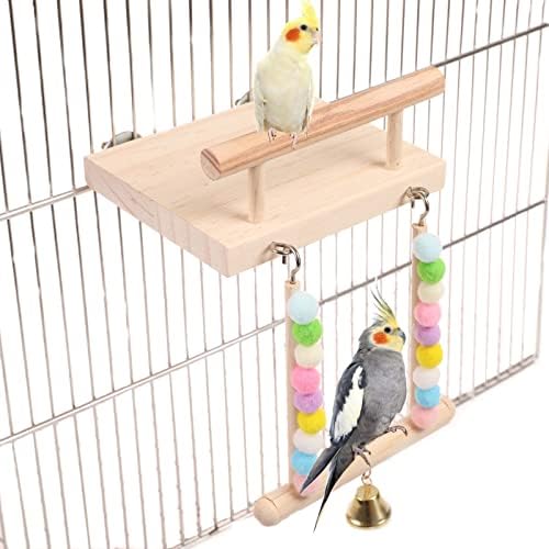 Birctand Bird Playstand Toys, suporte de pássaros para papagaio, Playground de Bird Playground com swing, plataforma de madeira natural para pássaros, atividades interativas e de exercício Playpen para periquitos/cacicar