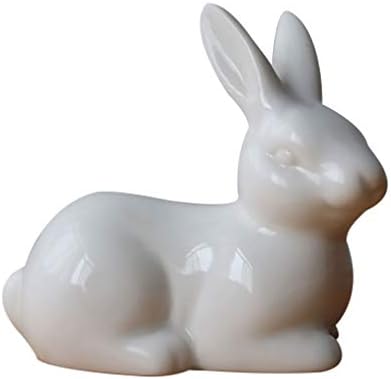 Veemon Rabbit Ornamento Cúmulo de coelho cerâmico Coelhos, coelho branco Coelho de coelho branco estátua de coelho Páscoa Decoração da primavera Rústico coelho rústico figurina Mantel Plataforma de ornamentos de cubos de cupcakes