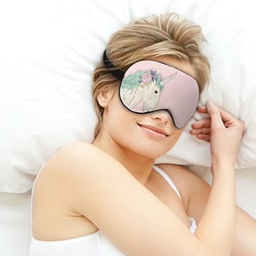 Unicórnio fofo com flores máscara de olho do sono macho de olho de olho engraçado capa de olho de olho na máscara de dormir para