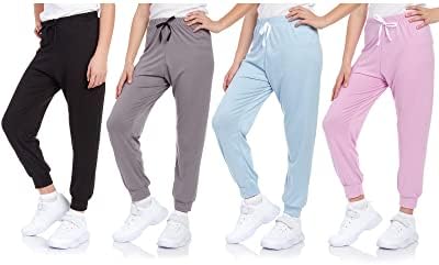 Sweet Hearts Girls 'Sweats - 4 Pack Super Soft Athletic Performance Pants Rights