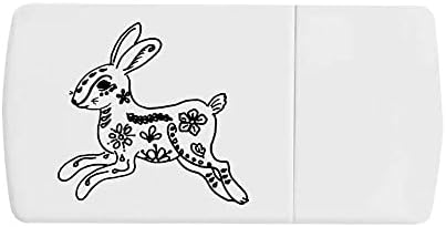 Caixa de comprimidos de coelho floral decorado com divisor de comprimidos