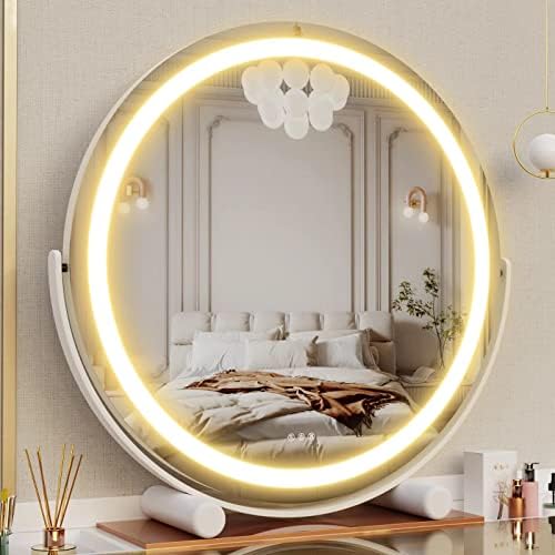 Espelho de vaidade de gvnkvn 20 com luzes, espelho de maquiagem LED, espelho de maquiagem iluminado por espelho redondo grande, controle