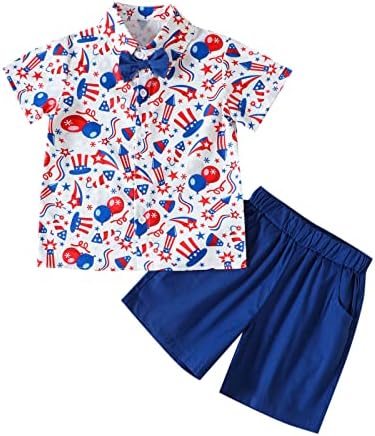 Criança de meninos de criança curta Independência Dia 4 de julho Prind Prints camise