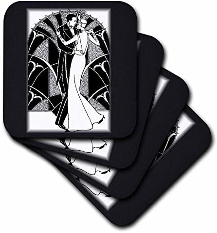 3drose cst_41536_2 Art Deco Dancing Casal Coasters, conjunto de 8
