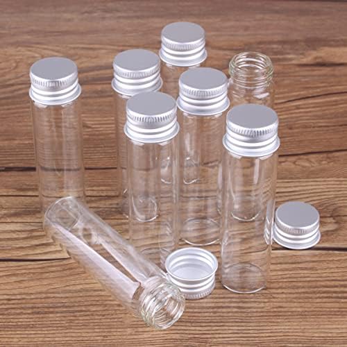12 peças 20ml 22x80mm minúsculos garrafas de vidro transparente com tampa de parafuso de alumínio prateada, frascos de jar