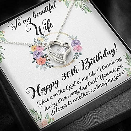 Jóias de cartão de mensagem, colar artesanal - para minha linda esposa, 36º ano, colar para sempre amor xx176fl17, colar feliz