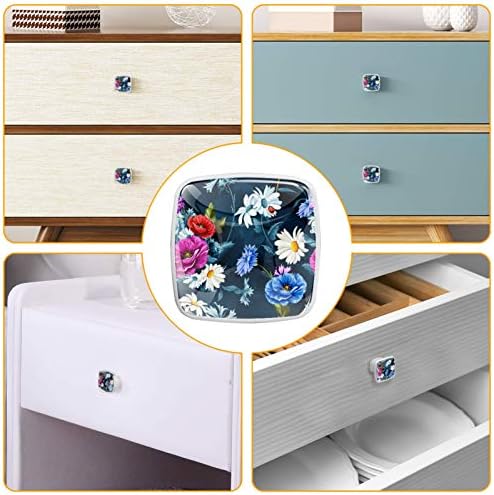 A gaveta de flor azul floral ideal puxa alças da cabine de cabines da cabine de cabine de cabine de cabine com parafusos 4pcs