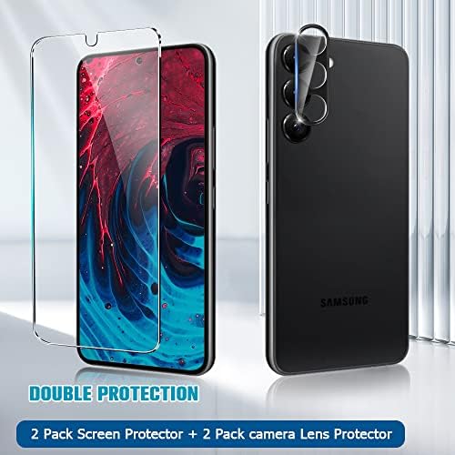 Geviaho [2+2 pacote] Protetor de câmera de tela Galaxy S23 5G, resistente a riscos de vidro temperado 9H Suporte de impressão