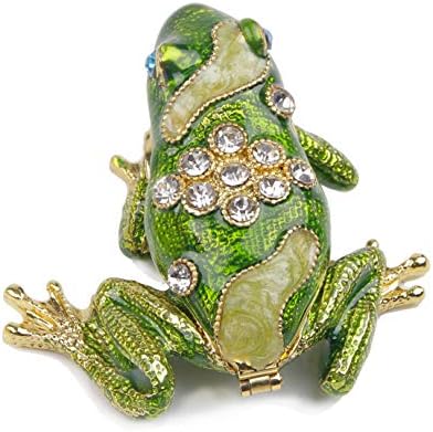 SevenBees Painted Hand Painted Frog Figure Presente Idéia de Jóias Decorativas Caixas de Trinket Hingled