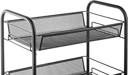 Carrinho de utilidade de armazenamento rolante de 3 camadas HTLT, organizador de carrinho de metal multifuncional com cesta