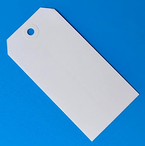 Tags de papel branco grandes não fortes - 4 3/4 x 2 3/8 - Caixa de 100 tags de etiqueta de remessa em branco 5 com orifício reforçado,
