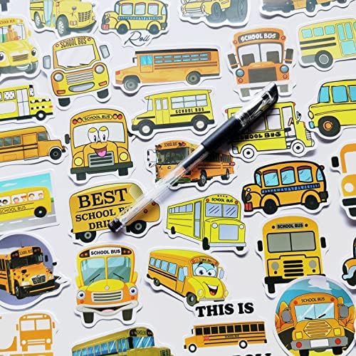 Miosan Bonve Bus Bus Adesivos Kawaii Cartoon Amarelo Decalques de ônibus escolares Recompensam os adesivos para os alunos