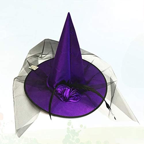 Abofan Halloween Witch Hat Decoration Rose Mesh Hats Witch Hats Masquerade Festive Party Halloween Decoration Prop