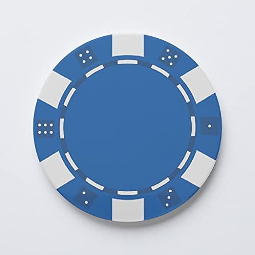 Blue Game Poker Chip Carsases, decoração da casa do Joyride, montanha-russa de carros de cerâmica única, montanha-russa de círculo individual de 2,65 polegadas, acessório de veículo, mantém o porta-copos de carro limpo, expresse seu estilo.
