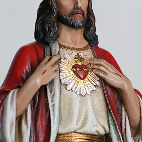 BC BuildClassic Sagrado Coração de Jesus Figura, Estátuas de Jesus, Presentes Católicos 10 polegadas H, pintada à mão