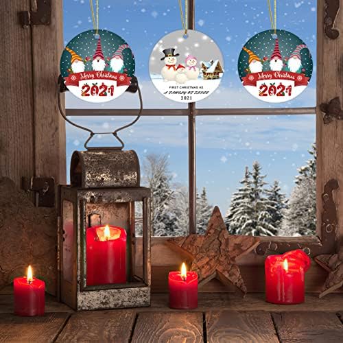 Ornamentos de árvore de gnomos de Natal, decorações de Natal com impressão dupla face de 3 '' para presentes, ornamento de árvore