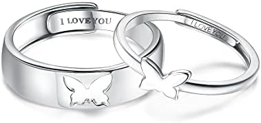 Anéis de correspondência de milacolato para casais 925 prata esterlina correspondente coração promessa