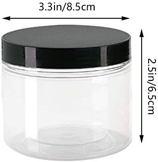 24 PCs 7,6 oz frascos de plástico transparente com tampas pretas - recipientes plásticos redondos livres para cozinha e armazenamento