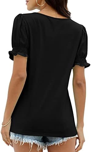 Camiseta curta feminina camisetas camisetas casuais malha malha sólida cor de pescoço de cor sólida de pescoço plus size tampes de verão de ajuste solto de ajuste solto