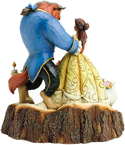 Tradições da Disney por Jim Shore Beauty e a besta esculpida por estatueta de resina de pedra do coração, 7,75 ”