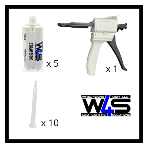 Wired4Signs Metacrilato Adesivo Creme em 2 partes | Pacote inicial com 5 adesivo, 10 misturadores e 1 pistola de distribuição | MMA - palha 55300-50 | Solda forte para várias aplicações