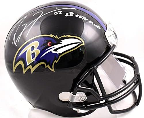 Ray Lewis autografou Baltimore Ravens f/s capacete com sb mvp- jsa auth *white - capacetes NFL autografados