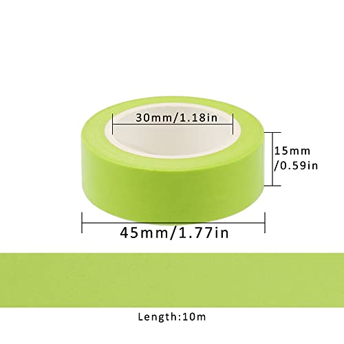 Conjunto de fita pastel washi, fita adesiva decorativa auto-adesiva verde-grama, 3 rolos de 32 pés fitas para embalagens, diários de