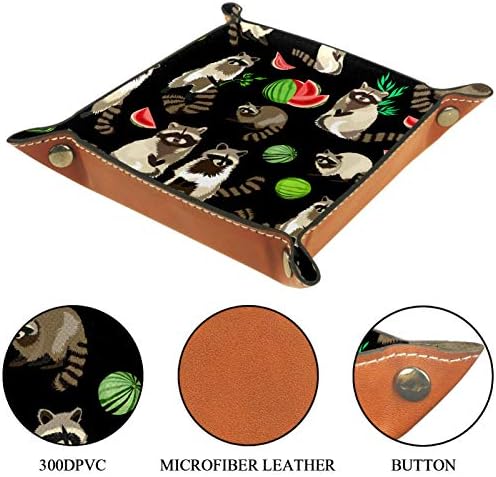 Discos dobráveis ​​Jogos de rolamento Bandejas de jóias quadradas de couro e relógio, key, moeda, Candy Storage Box Raccoon Beast
