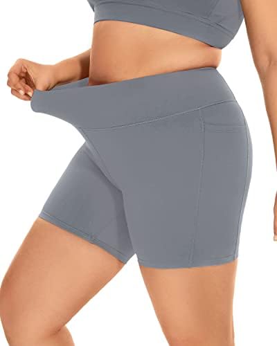 Marinavida plus size shorts de motociclista com bolsos de 6 Unsam para mulheres com cintura alta treino de shorts e shorts de ioga
