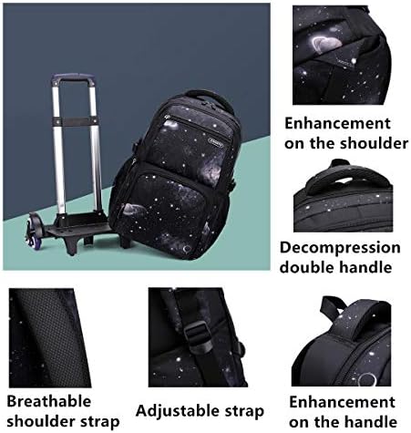 Vidoscla espacial adolescentes elementares rolando mochila infantil bagagem de garotos com rodas bookbag de bonde para as rodas escolares-2