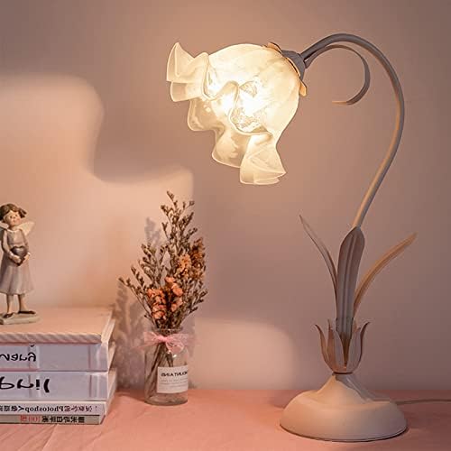 Lâmpada de mesa de flores Tfcfl, lâmpada de cabeceira de pegaço estilo tiffany com tonalidade de vidro, luz da mesa