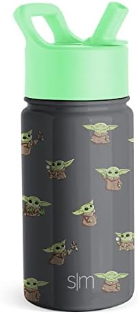 Baby Yoda Grogu Grogu da Star Modern Wars Garrafa de água com tampa de palha | Presentes de copos reutilizáveis ​​em aço inoxidável