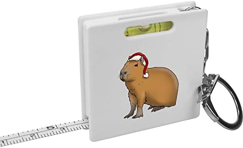 Azeeda 'Christmas Capybara' Fita de fita de chaveiro/ferramenta de nível de espírito