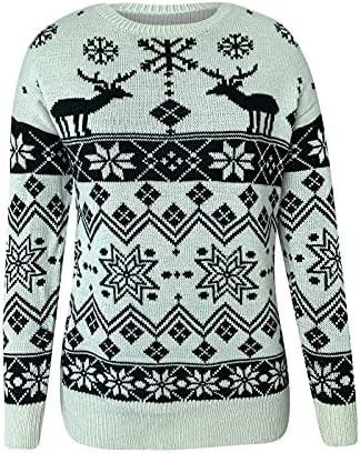 Ruziyoog Womens Feia blusas de Natal Slim Fit Fit Sleeve Sweater Dress Dress Holiday Casual Knit Vestres de túnica