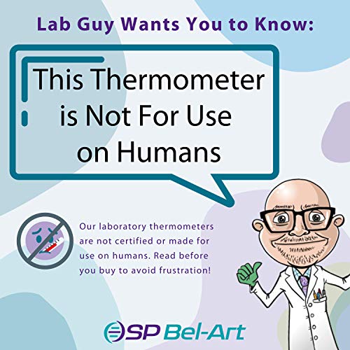 SP BEL-ART, H-B Enviro-seguro calibrado Bloco seco/incubador Termômetro líquido em vidro; 24 a 57C, imersão de 35 mm, enchimento líquido não-tóxico de Enviro-seguro