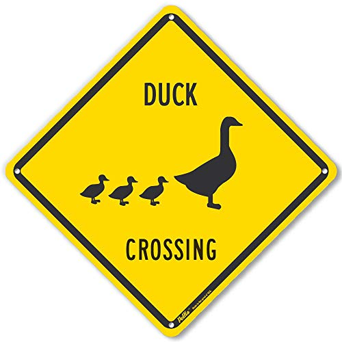 Petka sinais e gráficos PKAC-0172-NA_10X10 Crossing Duck Crossing Sinal, 10 x 10, texto preto com fundo amarelo