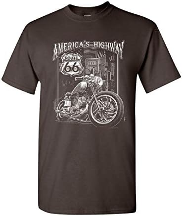 America's Highway T-shirt Rota 66 MC Motorcycle Chopper Bobber Mens Tee