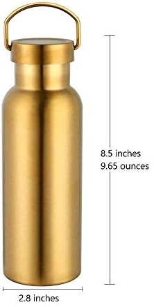 17 oz 304 garrafas de água de aço inoxidável colorir me parede dupla a vácuo de parede de metal isolada garrafa de água ecológica à prova de vazamento à prova de vazamento garrafas de água para externo, ouro, conjunto de 1