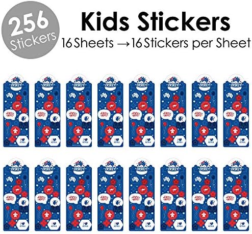 Big Dot of Happiness Australia Day - G'Day Mate Aussie Party Favor Kids Stickers - 16 folhas - 256 adesivos