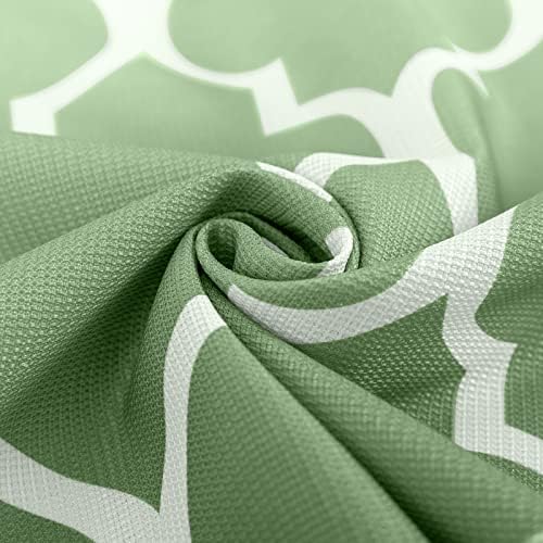 Cortina de chuveiro de tecido de vangao ombre com ganchos para banheiro verde gradiente marroquino padrão repelente