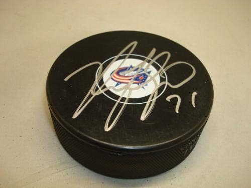 Nick Foligno assinou o Columbus Blue Jackets Hockey Puck autografado 1A - Pucks autografados da NHL