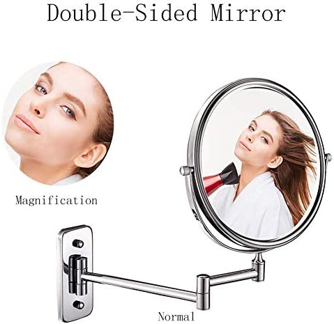 Espelho de maquiagem para banheiro, extensível de 360 ​​graus de 360 ​​graus com vista livre de distorção, sem luz