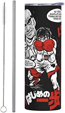 Urumax Anime Hajime No Ippo Caneca de café IPPO Aço Anterior com tampas e palhas canecas de vácuo de parede dupla Viagem Copo 20oz