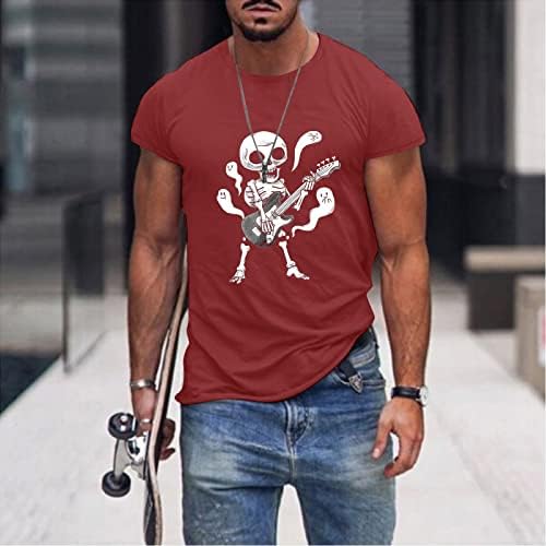 Beuu halloween tops para masculino, soldado de manga curta impressão de esqueleto happy halloween o pescoço pishout designer tshirt