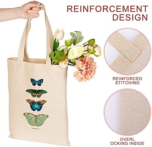Bolsa de borboleta bolsa de lona fofa bolsa estética de bolsas de mercearia estética de praia para mulheres namorada