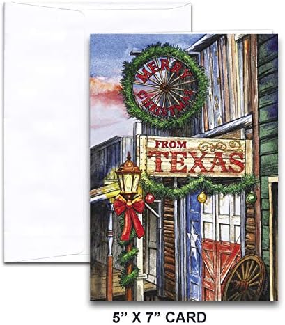 Cartão de Natal do Texas antiquado com receita