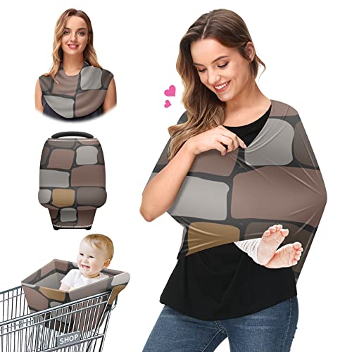 Capas de assento de carro para bebês Muralha de alvenaria de pedra Tampa escura de enfermagem Tampa de carrinho de cachecol de amamentação para bebês Multryuse Infant Carseat Canopy para meninos meninas, Presentes de chuveiro