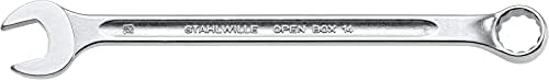 Stahlwille 40100707 Chave de combinação, caixa aberta, longa, tamanho 7mm, 10 graus ângulo de ponta do anel, feito de aço de liga cromo e cromo, forjado e endurecido, L. 135mm
