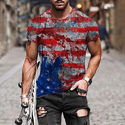 Camisetas patrióticas masculinas de Ruiruilico Tamas America Summer Summer Casual Camisetas curtas